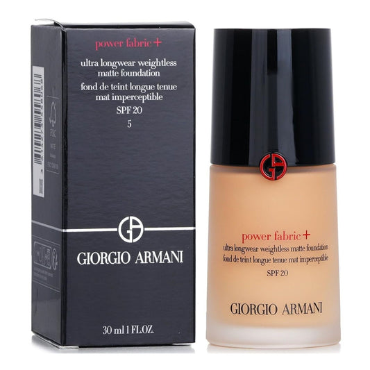 Giorgio Armani Power Fabric + Ultra Longwear Weightless Matte Foundation SPF 20 (#5)